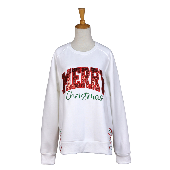 Merry Christmas Glitter Letter Sweatshirt