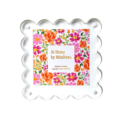 Floral photo frame with 'At Home by Mirabeau' branding on a white background