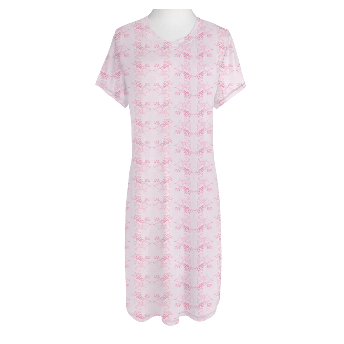 Pink floral dress on a white background