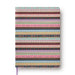 Notebook with colorful striped pattern on a white background