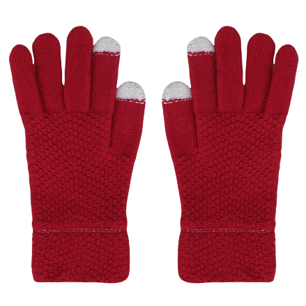 red Patchwork Texting Gloves