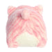 Pink and white plush toy with cat ears on a white background