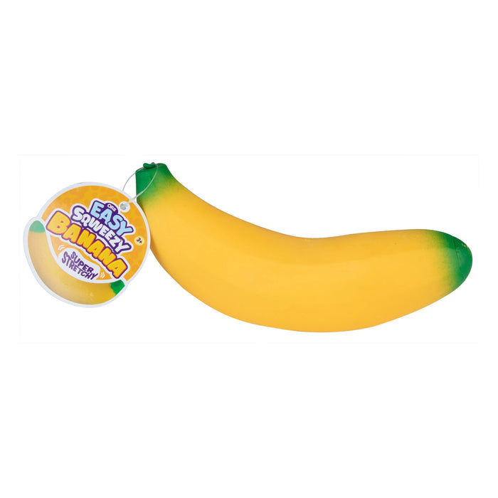 Yellow banana with a round candy labeled 'Easy Sweet Banana' on a white background