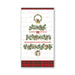 Decorative paper with Christmas-themed designs and plaid border on a white background