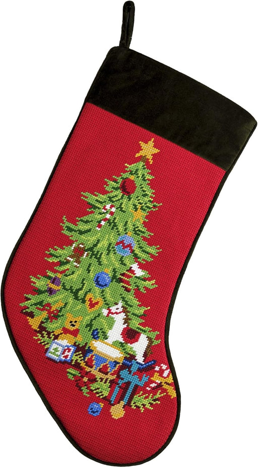 Christmas Tree Hooked Stocking