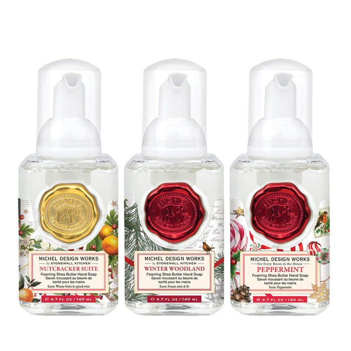 Wintertime Whimsy Mini Foaming Hand Soap Set: Nutcracker Suite, Winter Woodland, Peppermint