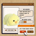 Plush toy chick with digital interface on a beige background