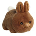 Brown plush toy resembling a rabbit on a white background