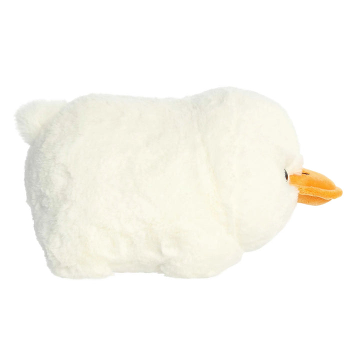 White plush duck toy on a white background