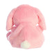 Pink plush bunny toy on a white background