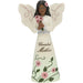 Decorative angel figurine with 'Cherished Mother' text and floral design on a white background