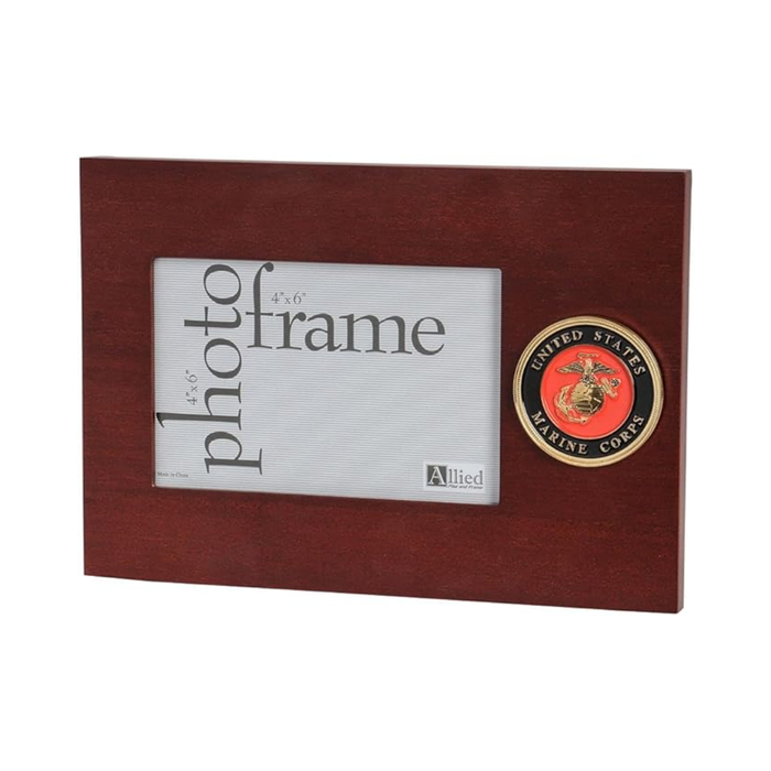 Maroon photo frame with U.S. Marine Corps emblem on a white background
