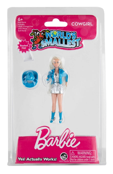 World's Smallest Barbie Cowgirl toy figure in packaging