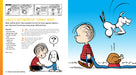 Comic book page with Charlie Brown and Snoopy wrapping a turkey, with text on the left side.