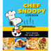 Cookbook cover featuring Chef Snoopy with cooking utensils against a blue and yellow background.