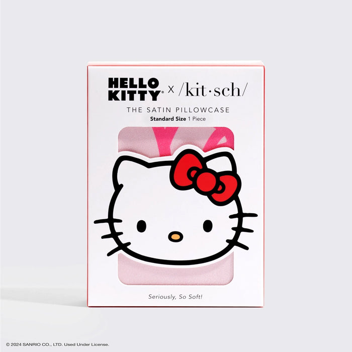 Hello Kitty X Kitsch Pink Hello Kitty Faces Satin Pillowcase