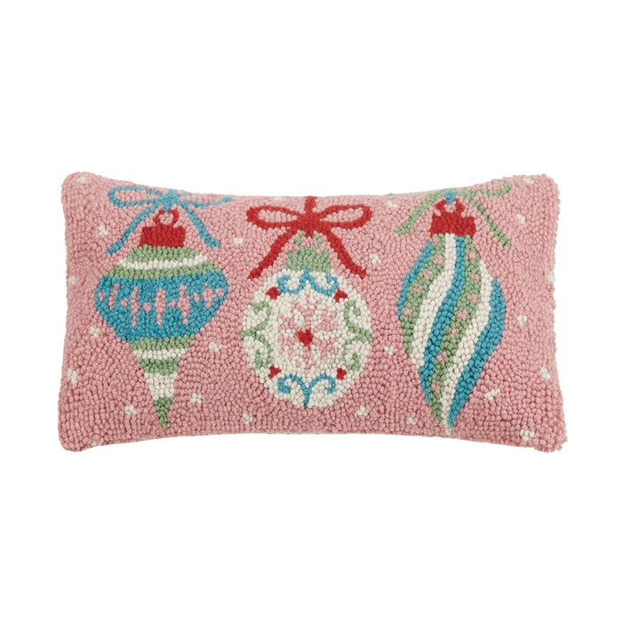 Ornaments Hooked Wool Lumbar Pillow