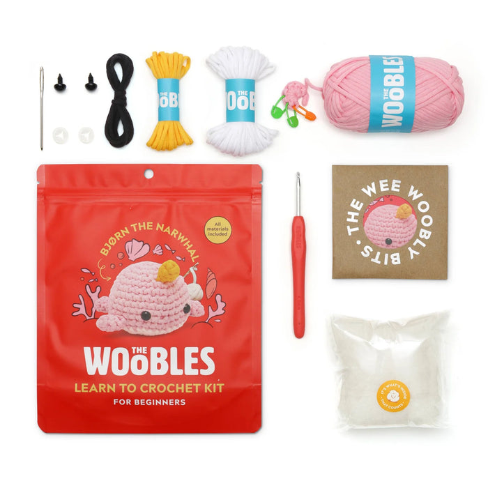 Woobles Bjørn the Pink Narwhal Crochet Kit