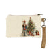 Christmas-themed pouch with nutcracker and tree design on a white background
