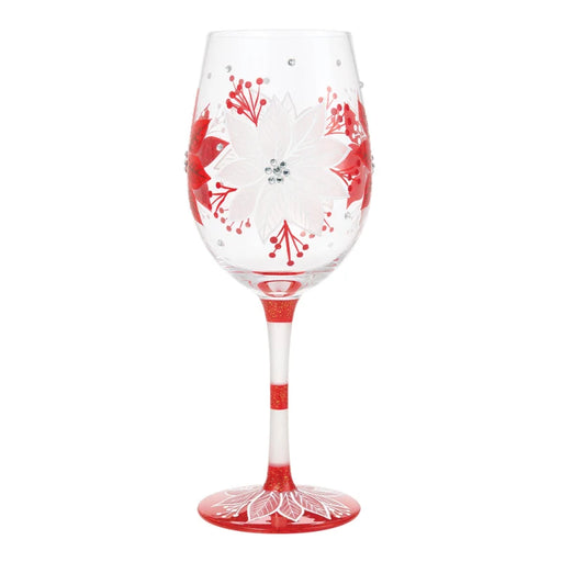 Lolita hand-painted Hallmark Exclusive Holiday Blossoms Wine Glass