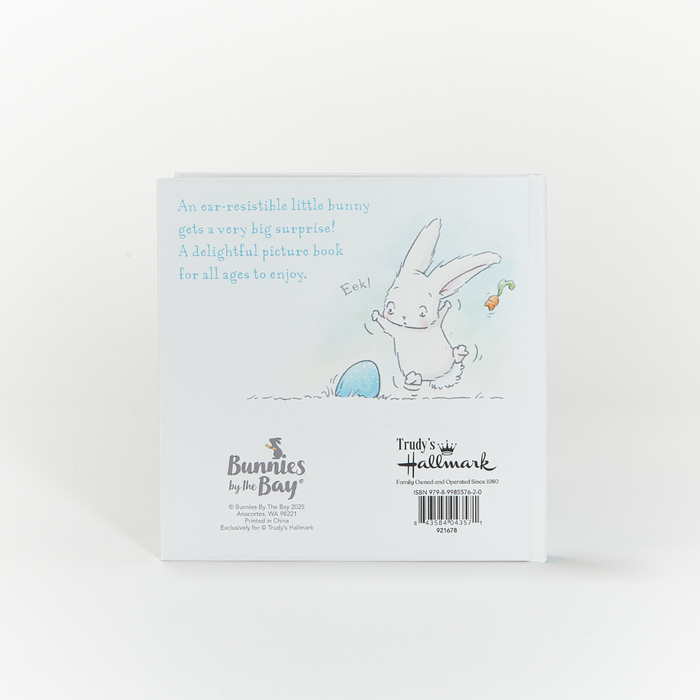 Back cover of a children's book with a bunny illustration and Hallmark branding.
