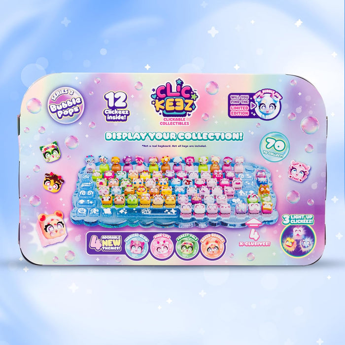 Elie Kezz Collectibles toy set in a pastel pink and blue box, featuring a grid of small collectible character figures and bubble graphics on the packaging.