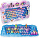 Elie Krez Keyboard Megaball set featuring a large blue keyboard-shaped tray filled with small colorful character tokens, shown alongside its pink retail packaging box on a white background.