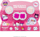 Clic Kizz Hello Kitty and Friends Sanrio toy set in its original retail packaging, featuring three round plastic stamp capsules and a blister pack of character charms on a pink patterned backing card.