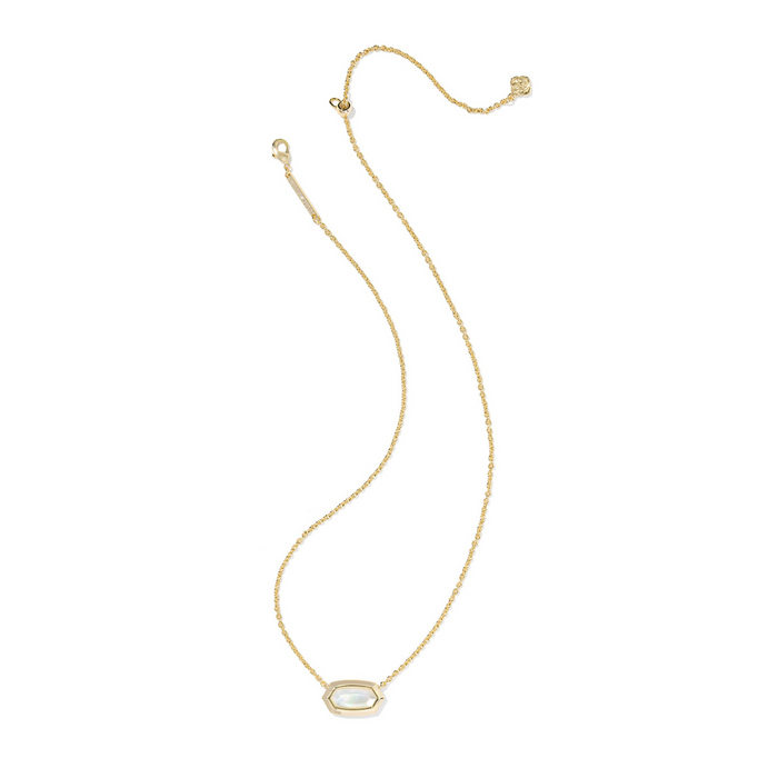 Gold necklace with a pendant on a white background