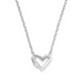 Silver heart-shaped pendant necklace on a white background