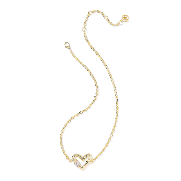 Kendra Scott Emery Heart Gold Short Pendant Necklace in White