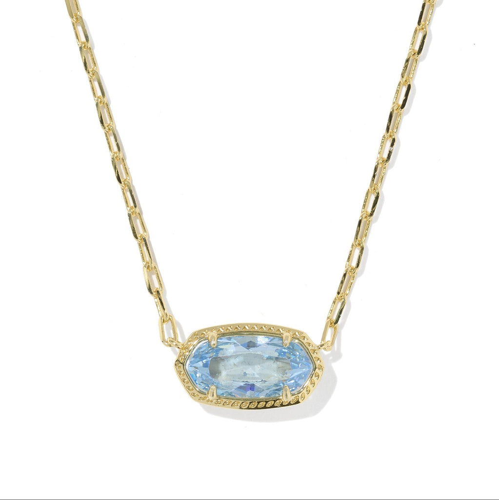 Kendra Scott Elisa Luxe Gold Short Pendant Necklace in Light Blue