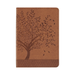 Brown leather notebook with tree design on a white background