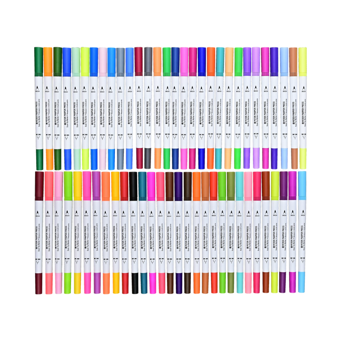 Set of colorful markers on a white background