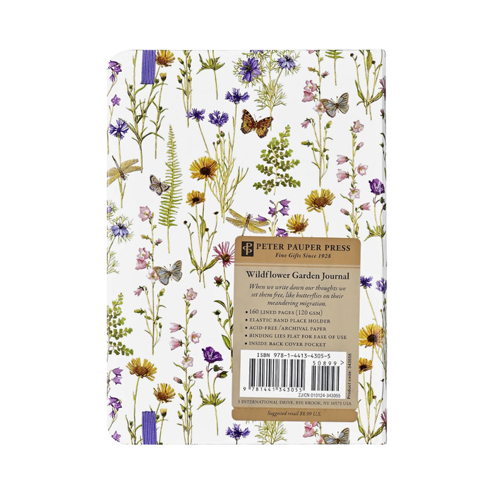 Notebook with wildflower design and Peter Pauper Press branding