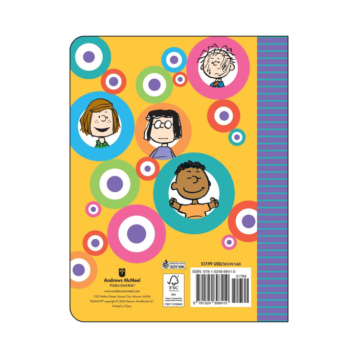 Colorful notebook with cartoon characters on a white background