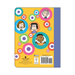 Colorful notebook with cartoon characters on a white background