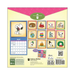 Calendar with Snoopy illustrations and a QR code on a colorful background