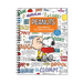 Peanuts 2027 Weekly Coloring Planner spiral notebook featuring Charlie Brown and Snoopy on the cover, surrounded by colorful comic-style text and doodles.