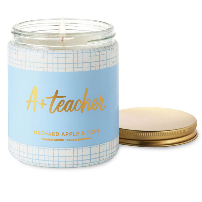 A+ Teacher Orchard Apple and Pear Scented Jar Candle, 7 oz.