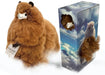 Plush toy resembling a bear with a matching box on a white background