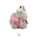 Plush toy llama with pink and white fur on a white background