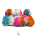 Colorful plush toys resembling hedgehogs on a white background
