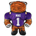 Plush toy with tiger design wearing a purple jersey with 'MIKE' and number '1'