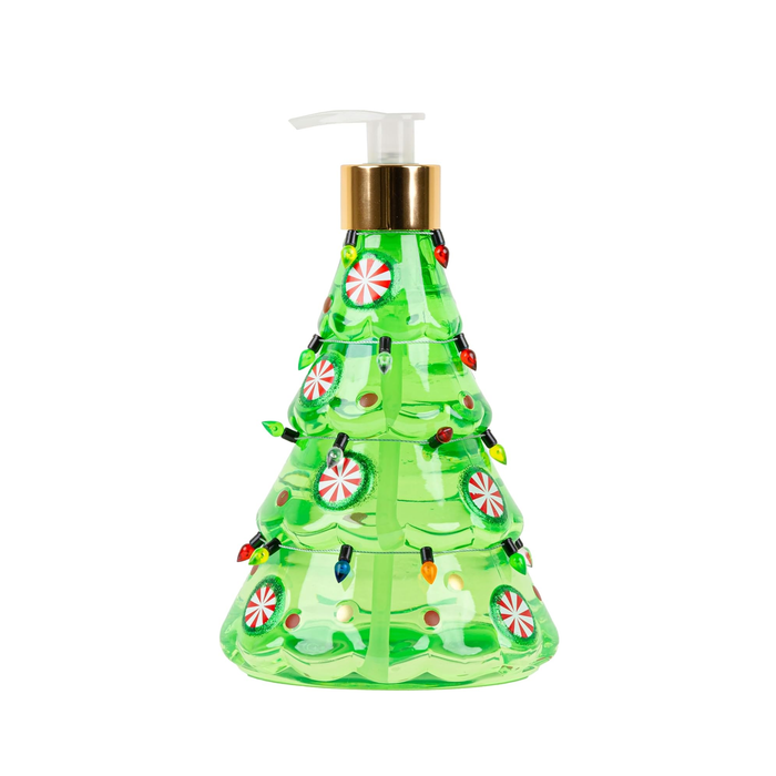 Simple Pleasures Christmas Tree Shaped Bottle with Peppermint Swirl Liquid Soap