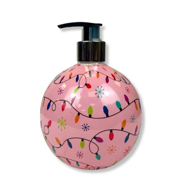 Simple Pleasures Pink Christmas Light Bottle with Sugar Plum Liquid Hand Soap