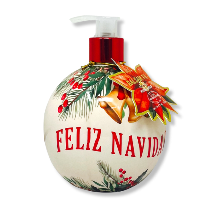 Simple Pleasures Feliz Navidad Bottle with Balsom Fir Liquid Soap