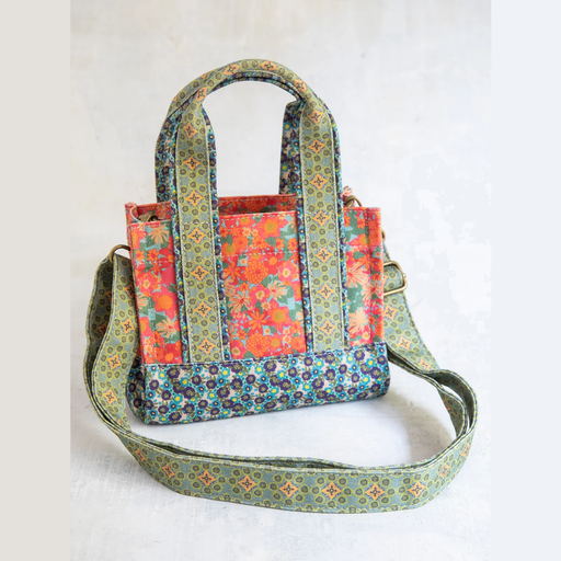Coral Floral Mini Crossbody Tote