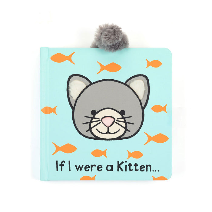 Children's book titled 'If I were a Kitten' with a cat illustration and fish on a light blue background.