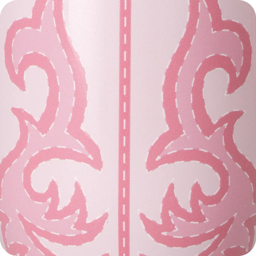 Pink and white patterned product with a central seam